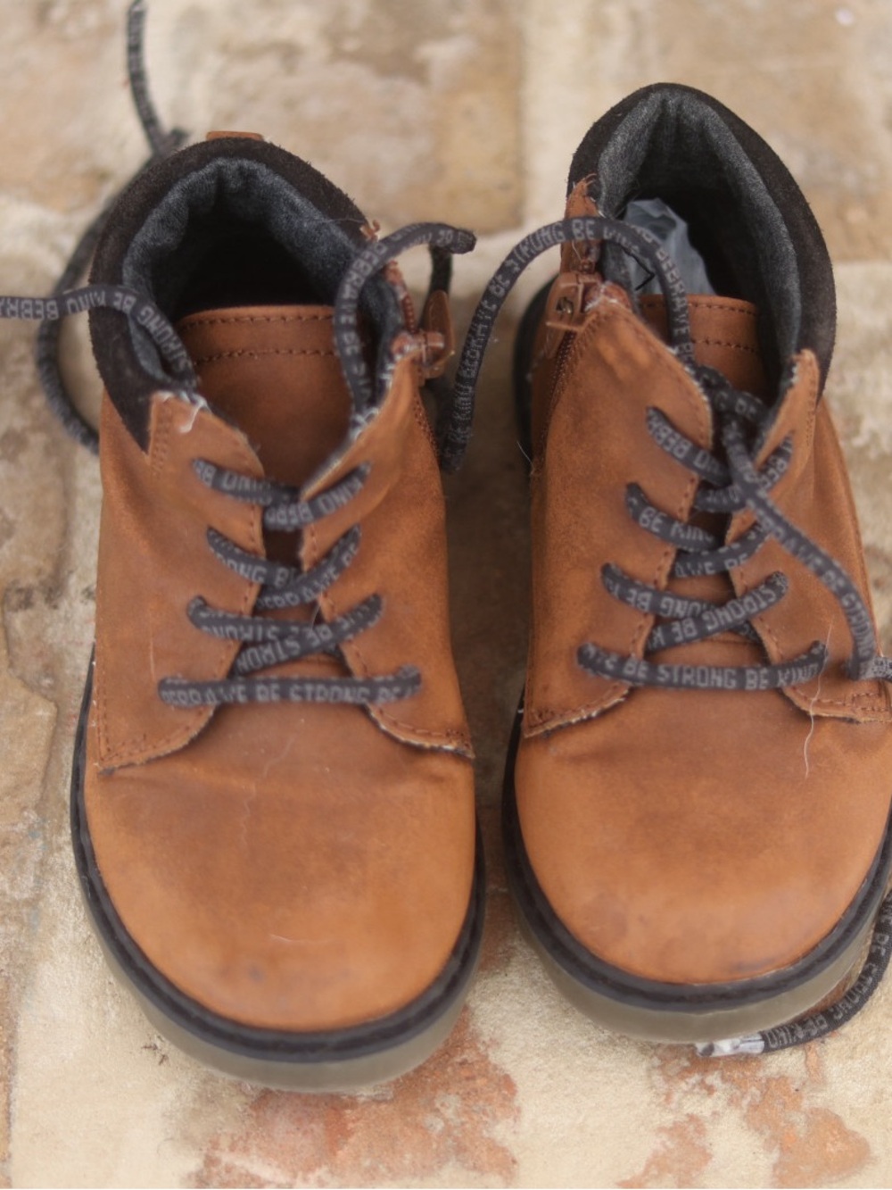 Zara Kids Brown Leather Lace-Up Boots